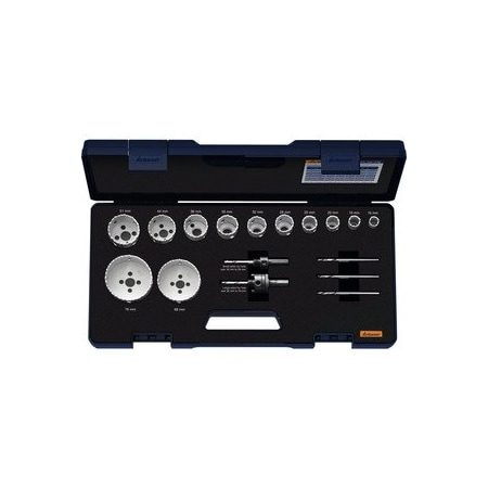 Garant 16 to 76 mm Hole saw set with Mounting Shafts and Center Drills, 19 Pc 589710 16-76